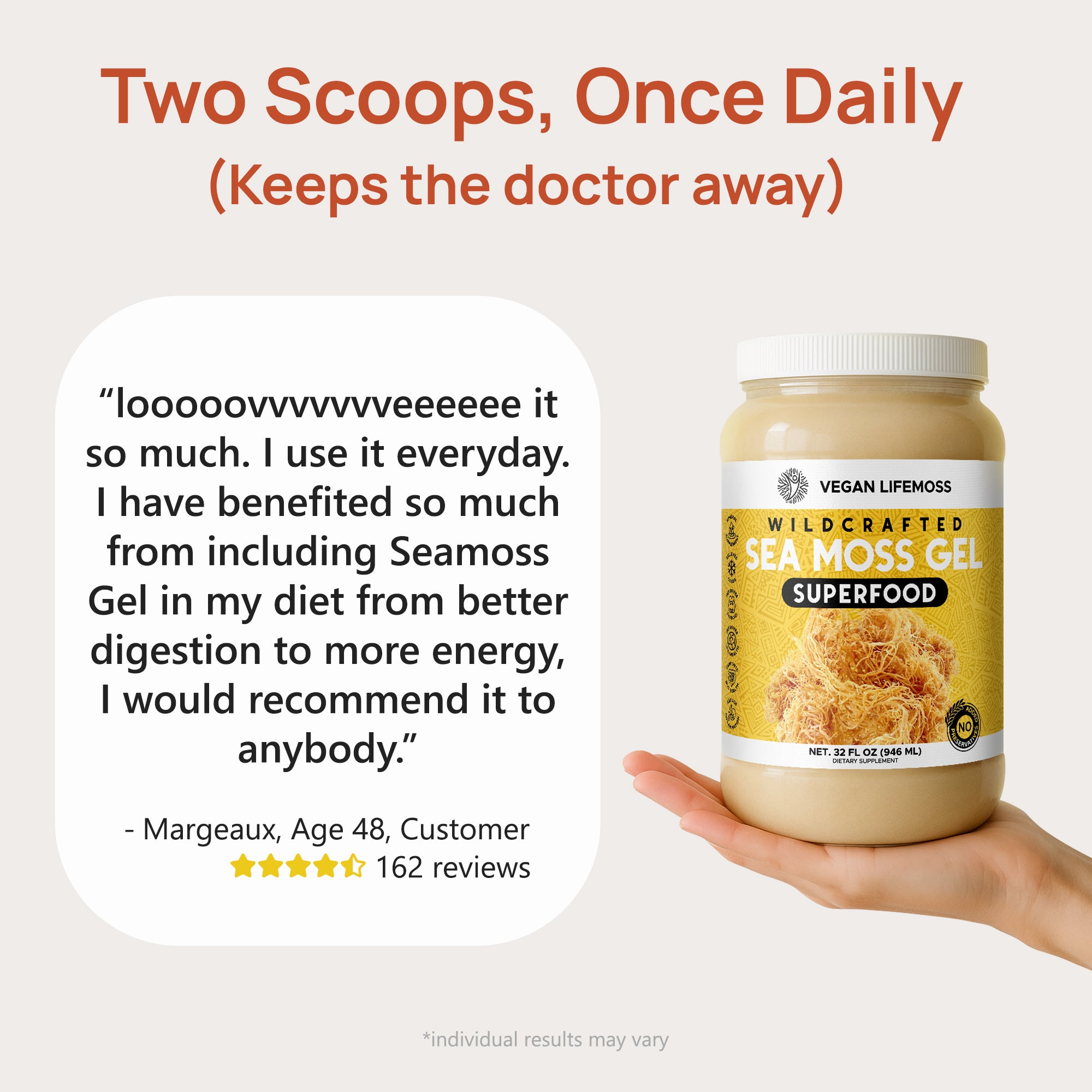 Bottle of Vegan Lifemoss Blood Purifying Capsules with a yellow label and text.