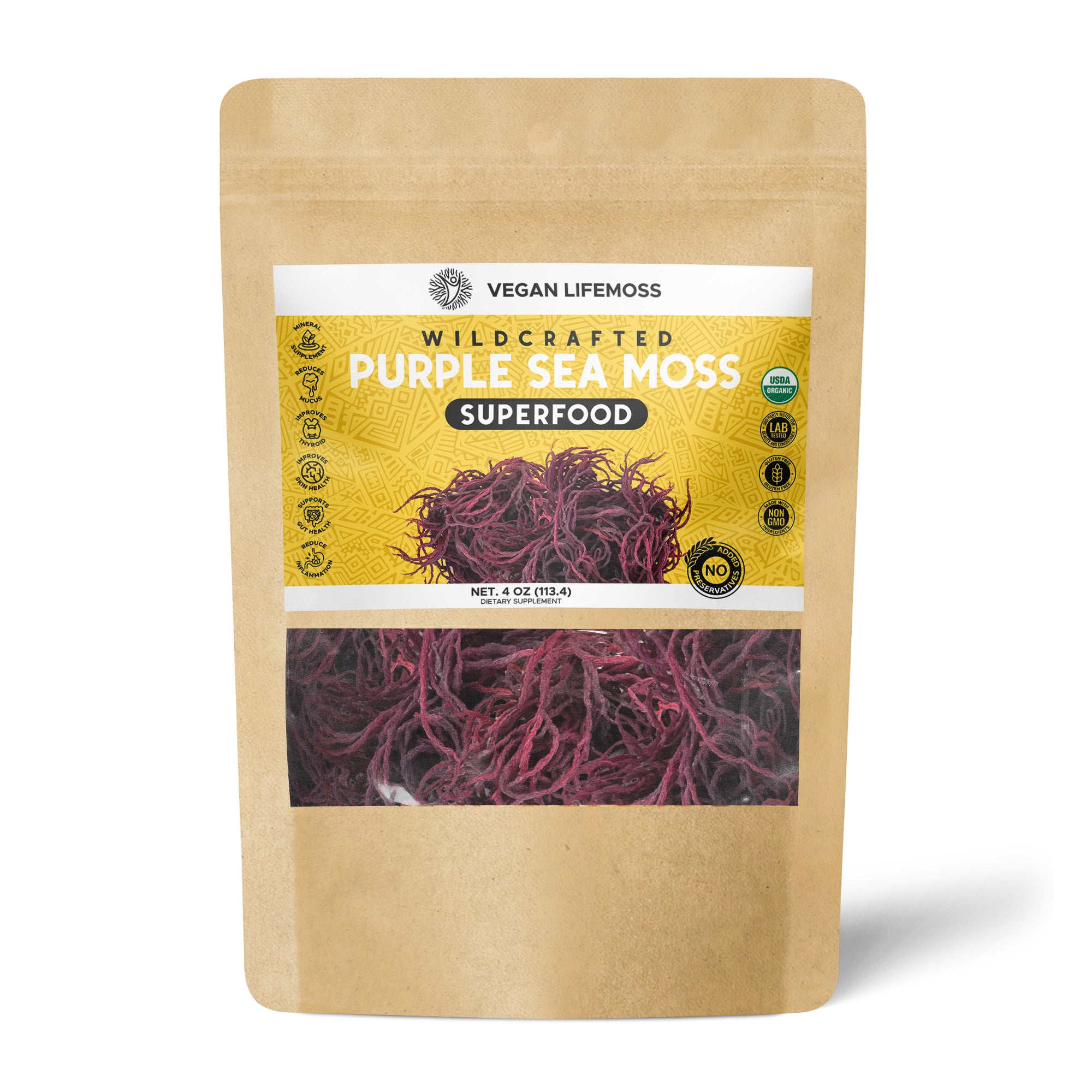 Jar of Vegan Lifemoss Wildcrafted Sea Moss Gel labeled as a best seller.
